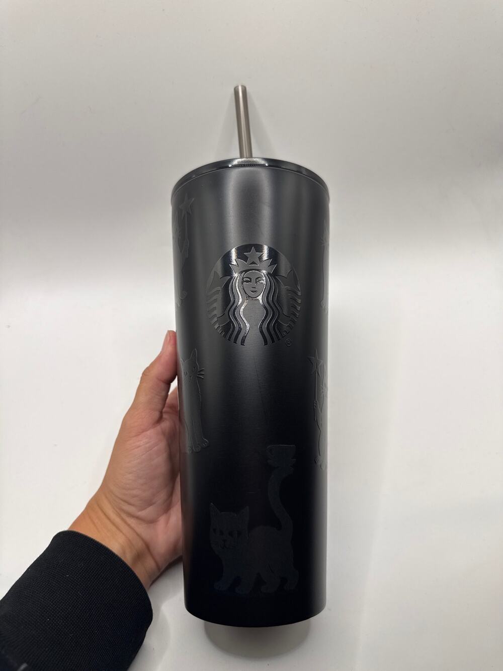 Starbucks Halloween 2026 BLACK CAT Tumbler 23 oz W/Straw Glow in the Dark